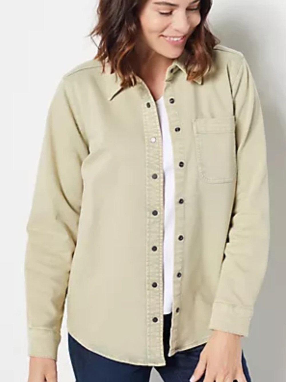Denim & Co. Women 3X Green Comfy Knit Acid Wash Snap-Down Big Shirt Jacket NWT